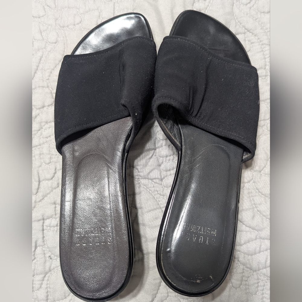 Stuart Weitzman Women's Black Slide Sandals